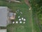 Aerial view of typical backyard family gathering in Southern United States