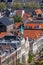 Aerial view of typical colorful Dutch style homes in Delft city centrum, Netherlands