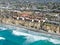 Aerial view of typical south california community condo next to the sea on the edge of the cliff