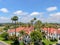 Aerial view of typical Southern California, Spanish style residential buildings