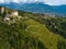 Aerial view on Tyrol Castle in Tirolo near Merano, South Tyrol, Italy