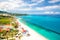 Aerial view of Tyrrhenian sea with turquoise water,Tropea, Italy