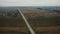 Aerial view: Ukrainian fields and houses, roads and pool