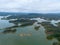 Aerial view of Ulu Kasok Riau tourist attraction, the Raja Ampat wannabe in Riau province, Sumatra island, Indonesia