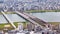 Aerial view from Umeda Sky Building on the Yodo River, Osaka, Japan