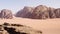 Aerial view of the Umm Rashid Cnayon in the desert of Wadi Rum.