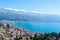 aerial view of unesco world heritage city ohrid in macedonia, fyrom taken from the top of fortress of tzar samuel