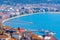 aerial view of unesco world heritage city ohrid in macedonia, fyrom taken from the top of fortress of tzar samuel