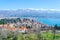 aerial view of unesco world heritage city ohrid in macedonia, fyrom taken from the top of fortress of tzar samuel