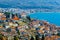 aerial view of unesco world heritage city ohrid in macedonia, fyrom taken from the top of fortress of tzar samuel