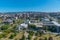 Aerial view of University of Prishtina, National library of Kosovo and unfinished serbian orthodox church of Christ the Saviour in