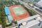 Aerial view of a university sports stadium in Wuhan, China