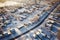 aerial view of unplowed suburban streets after snowfall