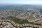 Aerial view of upper middle class neighborhood around Double Peak Park in San Marcos