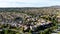 Aerial view of upper middle class neighborhood with identical residential subdivision house