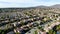 Aerial view of upper middle class neighborhood with identical residential subdivision house