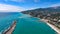 Aerial view of the urban landscape of Yalta on a Sunny day.