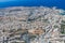 Aerial view of urban Malta. Tunnel on highway 1 under Ta ` Giorni town and Paceville district, parts of St. Julian`s San Giljan