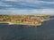 Aerial view of Urk with its lighthouse, a small coastal village on the IJsselmeer