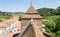 Aerial view of Valea Viilor Saxon village, Transylvania, Romania