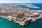 Aerial view of Valetta, capital city of Malta, Grand harbour, Gzira and Sliema towns, Manoel Island in Marsamxett bay from above.