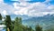 Aerial view of valley from Dhanaulti, a hill station situated in the foothills of the Garhwal Himalayan range