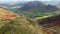 Aerial view of a valley in the Lake District, Cumbria, UK