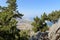 Aerial view on valley of Rhodes town from Mount of Tsampika Church, Greece