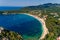 Aerial view of valtos beach in Parga Epirus, Greece, Europe