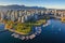 Aerial view of Vancouver, America, Aerial Panorama of Downtown City at False Creek, Vancouver, British Columbia, Canada, AI