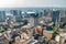 Aerial view of Vancouver Downtown skyline from city rooftop, British Columbia, Canada