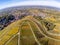 Aerial view of Vanhalt village, fields and vineyards