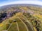 Aerial view of Vanhalt village, fields and vineyards