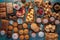 aerial view of a variety of pastries on a counter