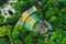 Aerial view of Varna, Bulgaria and summer theatre in sea garden park, opera amphitheatre