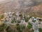 Aerial view of Vathia village at sunset. Vathia, Mani, Laconia, Peloponnese, Greece