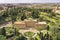 Aerial view of the Vatican Gardens:. Palace of the Governorate, Gardens, Vatican Radio, Convent. Rome, Italy