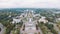 Aerial view of VDNKh park in Moskow, people walking on weekend