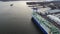 Aerial View Vehicle Carrier Unloading Cars Delaware River