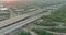 Aerial view of vehicles driving on Alfred E. Driscoll Bridge a huge complex road junction at the entrance for Woodbridge