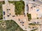 Aerial view of vehicles parked in a parking lot of a restaurant on the cliffs facing the Atlantic Ocean in southern Portugal,