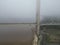 aerial view of Vehicles traveling on the Humber Bridge. Hessle. UK