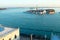 Aerial view of Venice at dawn, Italy. Ducal palace view.