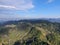 Aerial view of the verdant hills with trees in Napa Valley