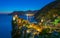 aerial view of vernazza village during night which is part of the famous cinque terre region in Italy....IMAGE