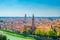 Aerial view of Verona historical city centre, Adige river, church Basilica di Santa Anastasia tower