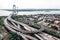 Aerial view of the Verrazzano-Narrows bridge in Brooklyn and Staten Island