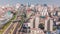 Aerial view of Via Expresa highway and metropolitan bus with traffic timelapse. Lima, Peru