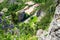 Aerial view from via ferrata Astragalus, a popular tourist attraction in Bicaz Gorge Cheile Bicazului, Neamt county, Romania.