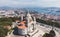 Aerial view of Viana do Castelo, Norte Region, Portugal, with Basilica Santa Luzia Church, shot from drone